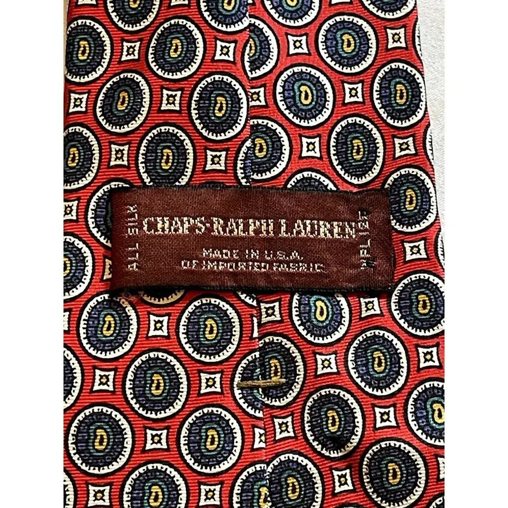 Chaps Ralph Lauren Red Navy Silk Men's‎ Neck Tie